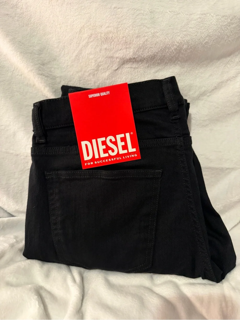 Diesel 31 x 32 Slim Fit Black Stretch Jeans - Black